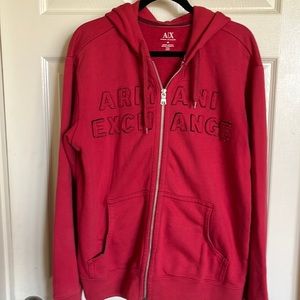 Armani Exchange Men’s Hoodie, Red, Medium, Vintage, Trendy
